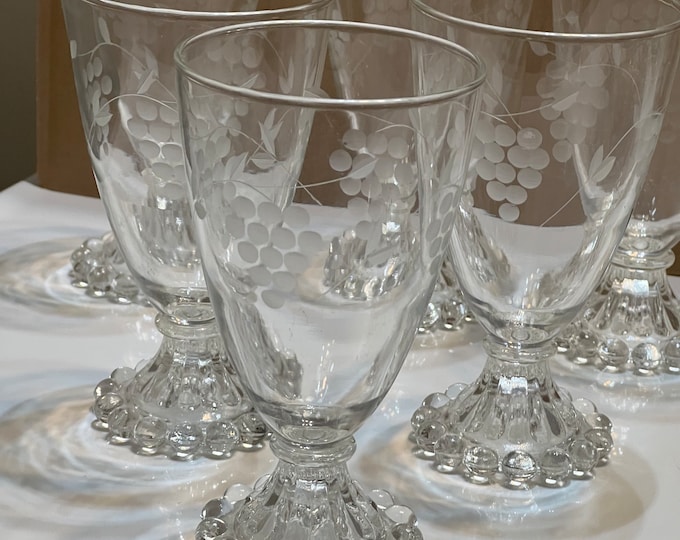 Water Glass, Grapes Cut #3, Stem # 736 by Standard Glass  Circa 1929/ Sold Separately