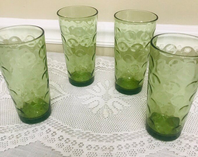 El Dorado Green Ice Tea Glass by Hazel Atlas 1968/  Ice Tea Tumblers, Water Coolers