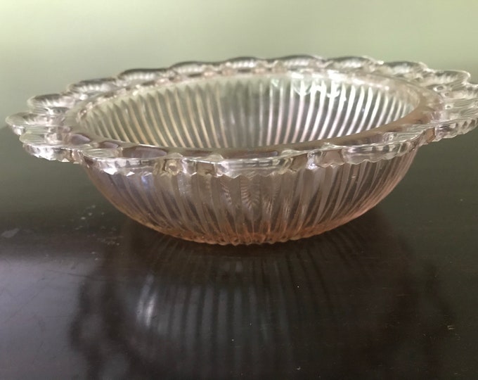 Vintage Pink Open Lace Anchor  Hocking Bowl