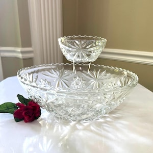 Anchor Hocking Prescut Clear Chip and Dip Bowl With Silver Metal Hanger, Serving Bowl