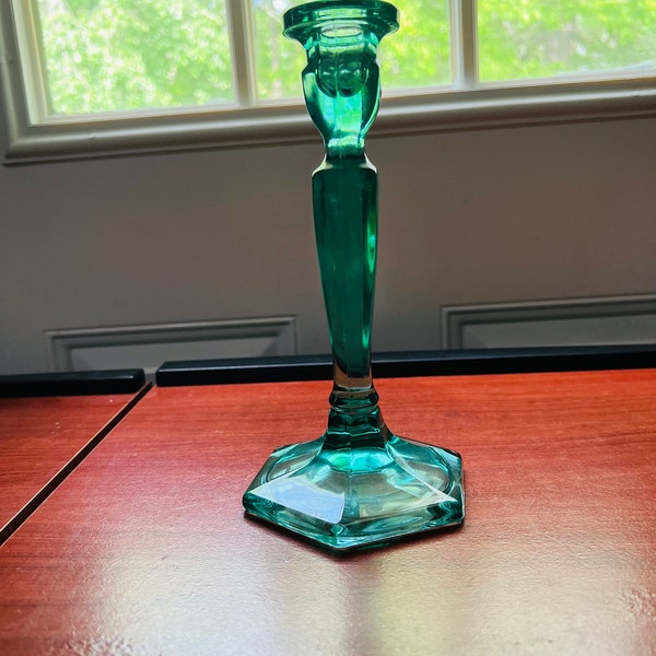 Vintage Fenton’s Art Glass  Spruce  Green Candlestick,  Colony Style Line