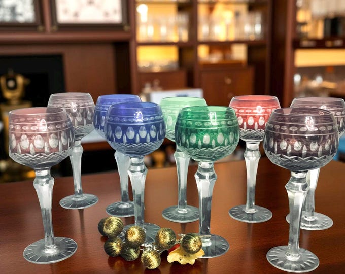 Imperial Estate Hock Wine Goblet: Triumph Cut Crystal, Colored Glass