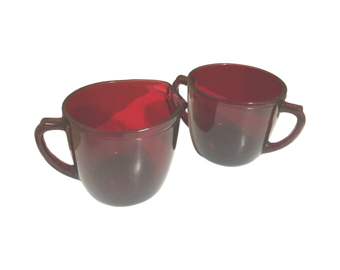 R1700 Royal Ruby  Creamer and Sugar Bowl by Anchor Hocking, Gift for Kitchen