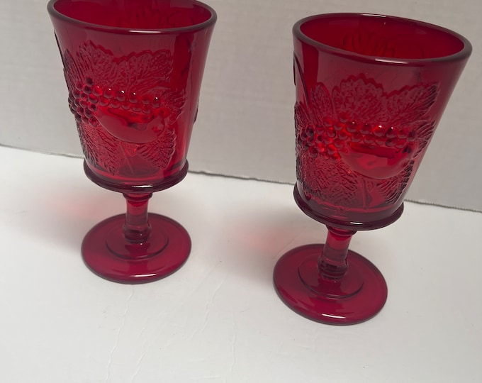 Strawberry and Currant Ruby Red Wine Glass/Goblet by L. G. Wright