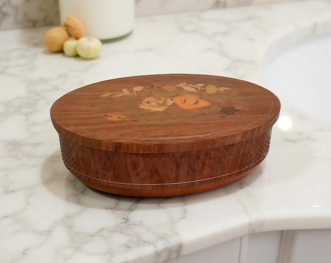 Vintage Sankyo Music Box: Floral Inlay, Lara's Theme, Made in Italy