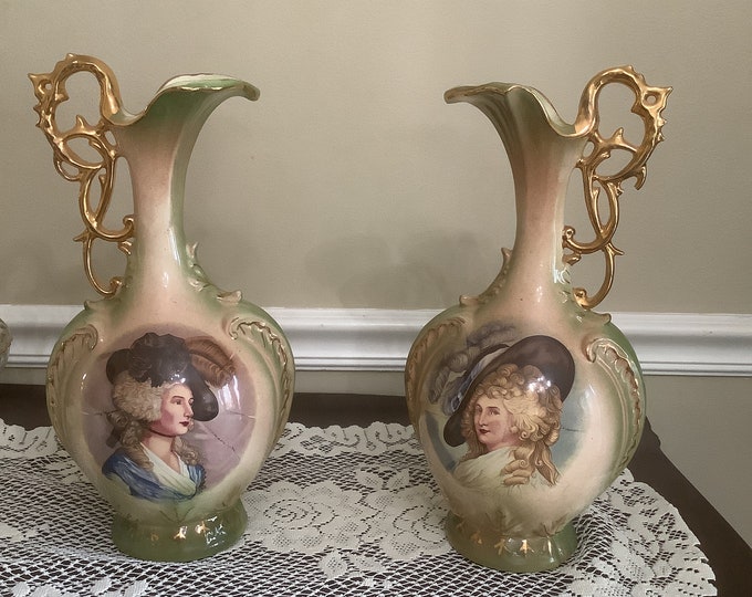 Vintage Porcelain Picture Vase/ Home Decor