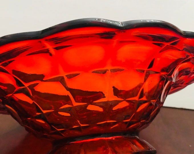 Vintage Tiara Indiana Glass Sunset Amberina Constellation Flared Bowl