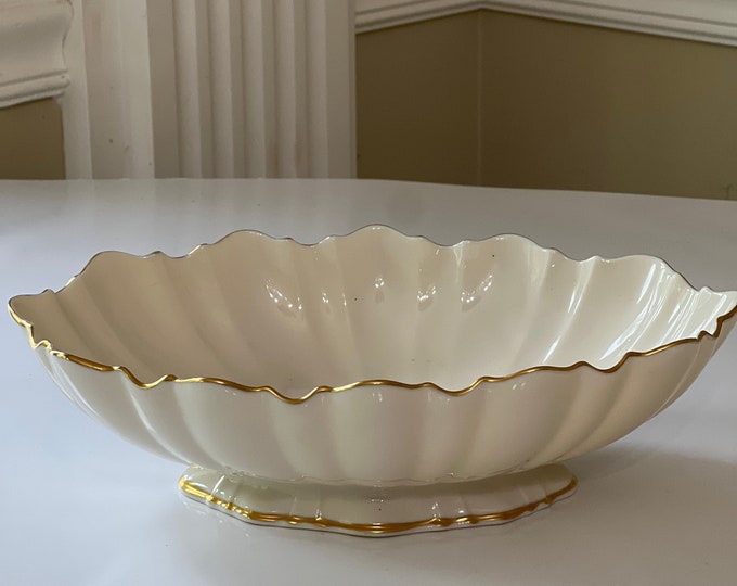 Lenox Solitaire Symphony Ivory Oval Bowl Platinum Rim