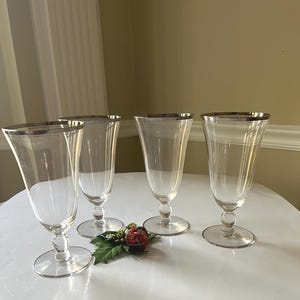 Glastonbury Lotus Ice Tea Goblets: Romance Platinum Band Stemware