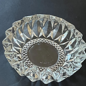 Vintage KIG Indonesia Six Inch Ashtray Faceted  Diamond Design; Giftware Quality