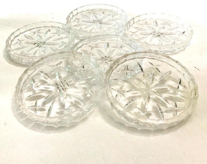 Gorham Lady Anne Coaster Set(6),Gift, Vintage Crystal Coasters