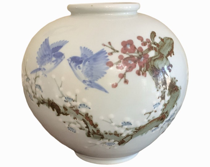 Hand Painted Japanese Ceramic  Gentleman Vase/ Home Decor