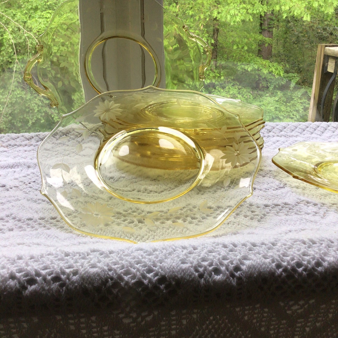 Lancaster Yellow Jubilee Depression Glass Lunch/Salad plates Etsy
