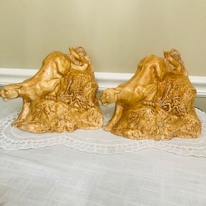 Vintage Ceramic Lion Bookends, Lion Mountian Bookends by Duncan Enterprises, 1979