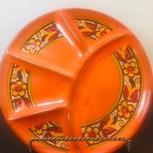 Wissterling Feinkeramik Grill Plates,  Germany Gepruft Sectional Plates/ Orange Grill Plates
