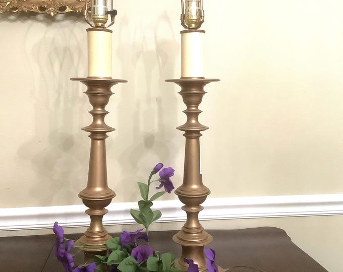 Vintage Brass Candlestick Table Lamps