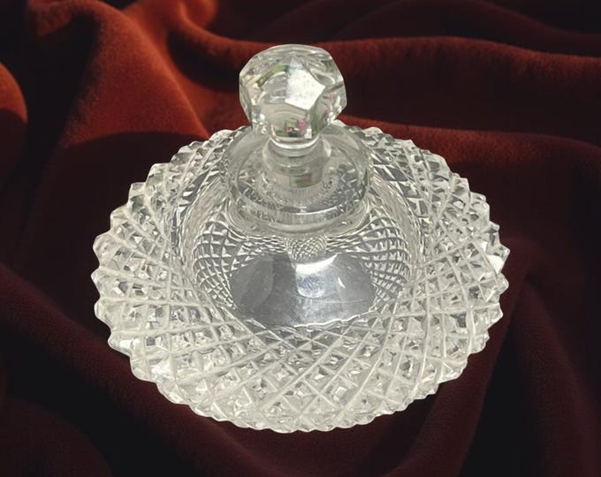 Hand Blown Lead Crystal Perfume Bottle: Diamond Cut Vanity Tray Accessory