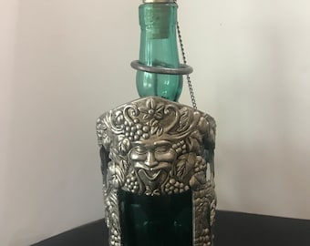 Vintage 1982 Bacchus Wine Bottle Holder by Godinger Silver Art