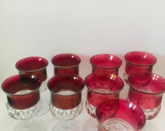 Nine Tiffin-Franciscan King Crown Water Goblets/ Top Ruby- Cranberry Flash