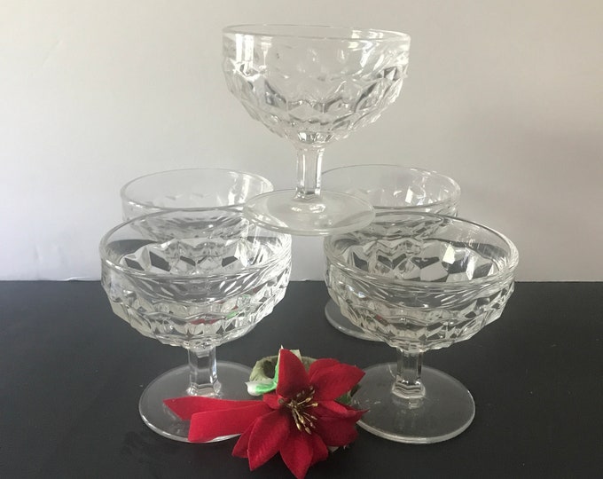 Vintage Fostoria American Sherbet Glass Clear Cube Motif