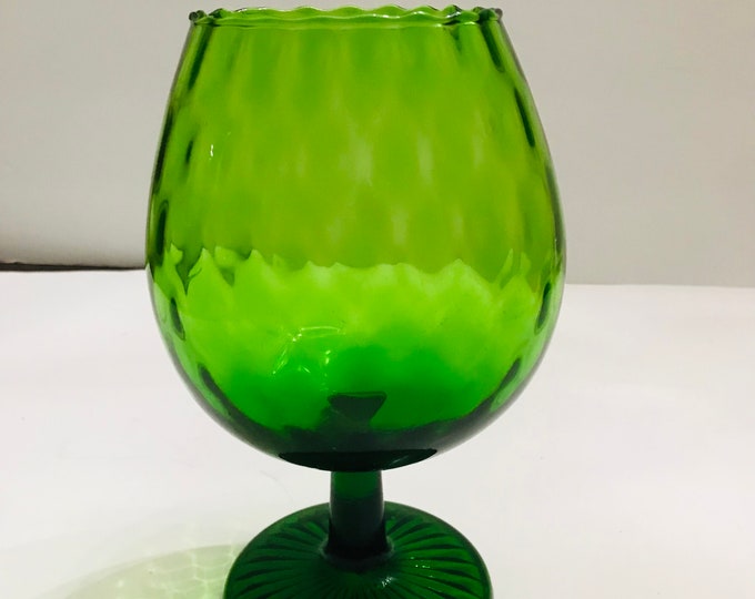 MCM Empoli Optic  Vase Green Swirl, Footed Pedestal Bowl