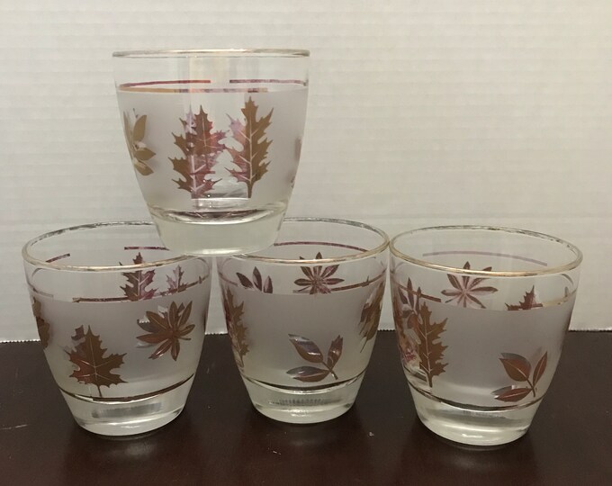 Libbey’s Gold Leaf On The Rocks Tumblers/Man Cave Gift/ Old Fashioned Glass