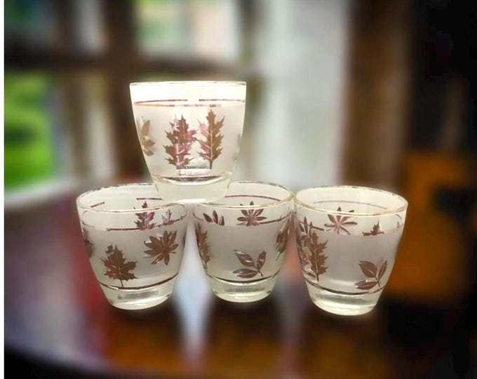 Libbey’s Gold Leaf On The Rocks Tumblers/Man Cave Gift/ Old Fashioned Glass