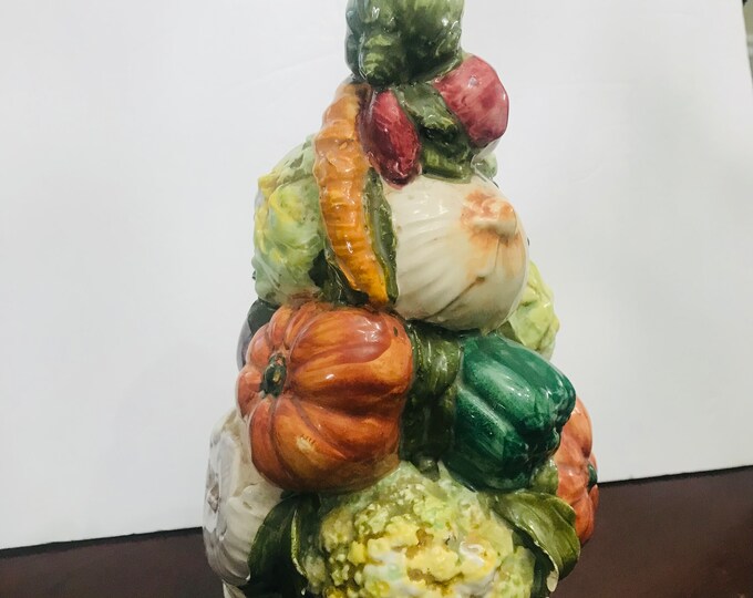 Vintage Vegetable Porcelain Tapestry Tree Made in Italy