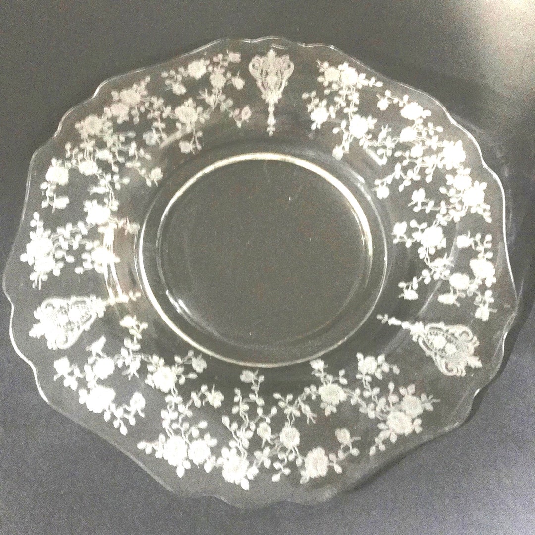 ケンブリッジ　ローズポイント　プレート ヴィンテージ ケンブリッジ ローズポイント クリアガラス サラダ