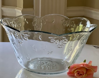 Anchor Hocking Savannah Punch Bowl, And Punch Bowl With Cups, Large Serving Salad  Bowl