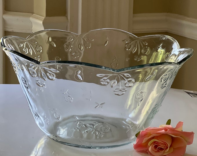 Anchor Hocking Savannah Punch Bowl, And Punch Bowl With Cups, Large Serving Salad  Bowl