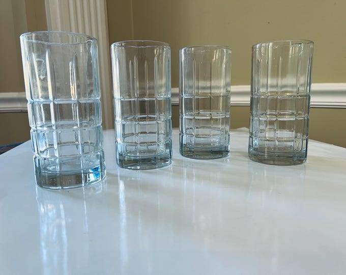 Anchor Hocking Manchester Highball Tumblers,  Clear Tartan 16 Ounce Ice Tea Tumblers, Barware Tumblers, Giftware