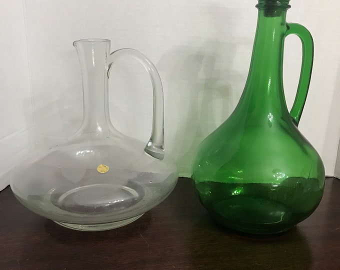 Crystal Wine Decanter, Owens-Illinois Green Wine Bottle