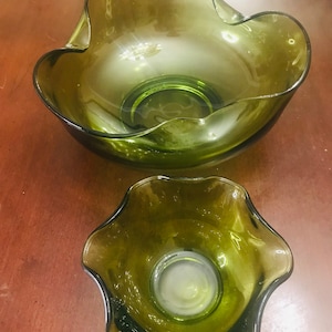 Anchor Hocking  Green Chip and Dip Bowl