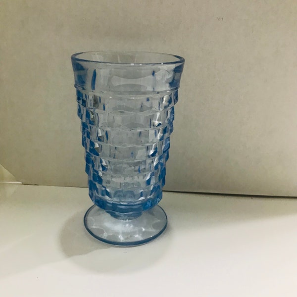Vintage Indiana Glass  Whitehall Colony Light Blue Cube Design Glasses