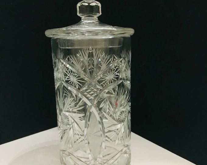 Vintage Crystal Biscuit Jar/ ABP? Tall Biscuit Cookie Jar
