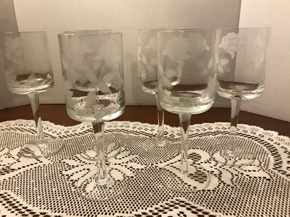 Etched Wine Glasses Toscany Romania Tall Stem Wine Glasses Etsy