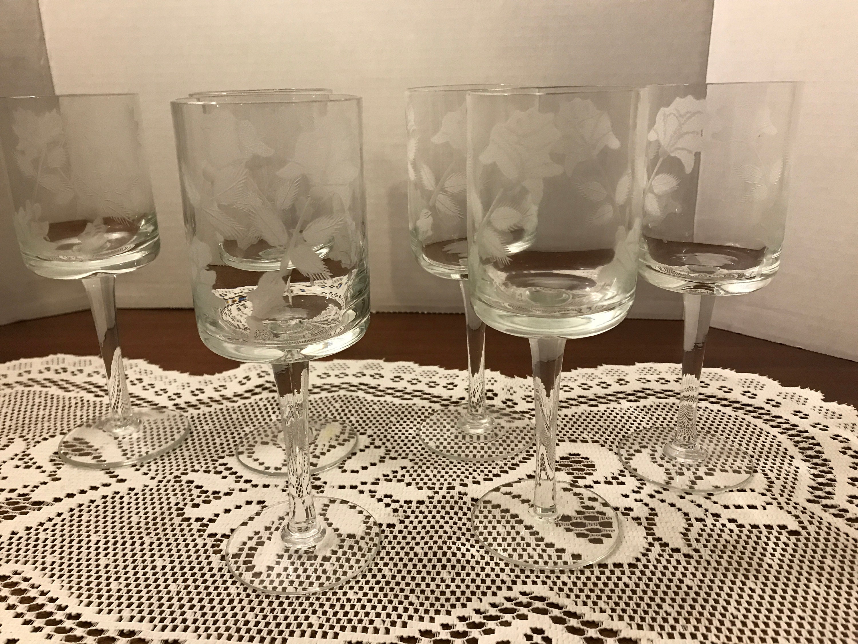 Etched Wine Glasses Toscany Romania Tall Stem Wine Glasses Etsy UK