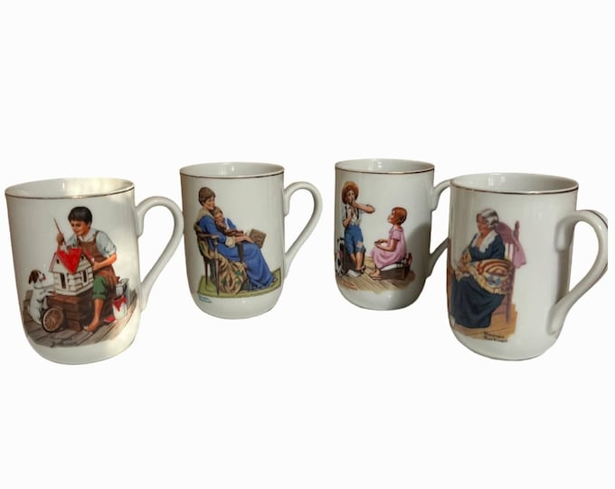 Vintage Norman Museum Rockwell Tankard Mugs