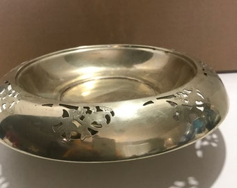 Faberware Nickel Silver Bowl: Rolled Rim Poinsettia Design