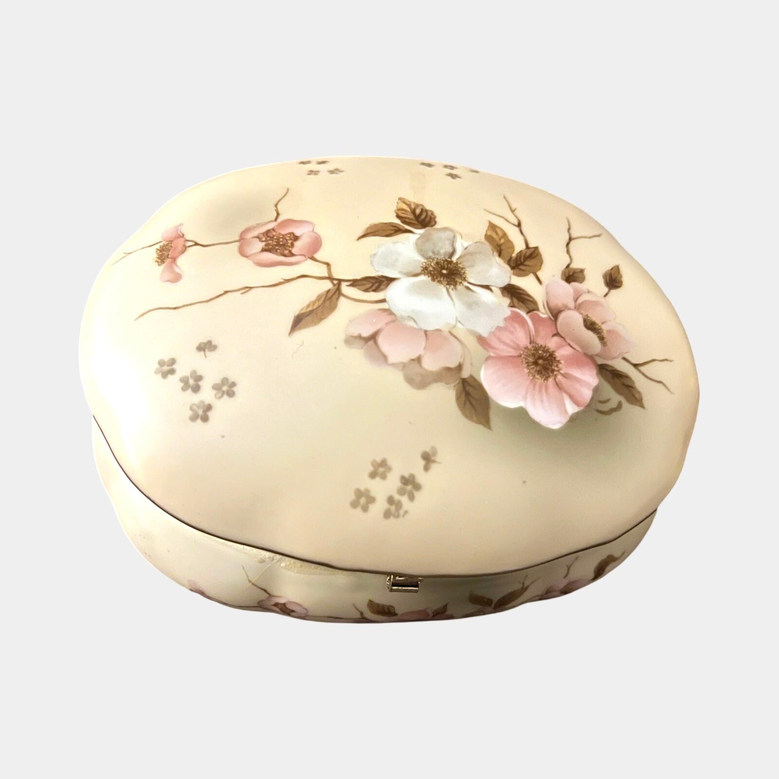日本美術　純銀 服部製　内唐木　小箱　 岩肌　三桃図　金工小物入れ　重量304g Vintage Silver Metal Trinket Box With Red Cloth Lining
