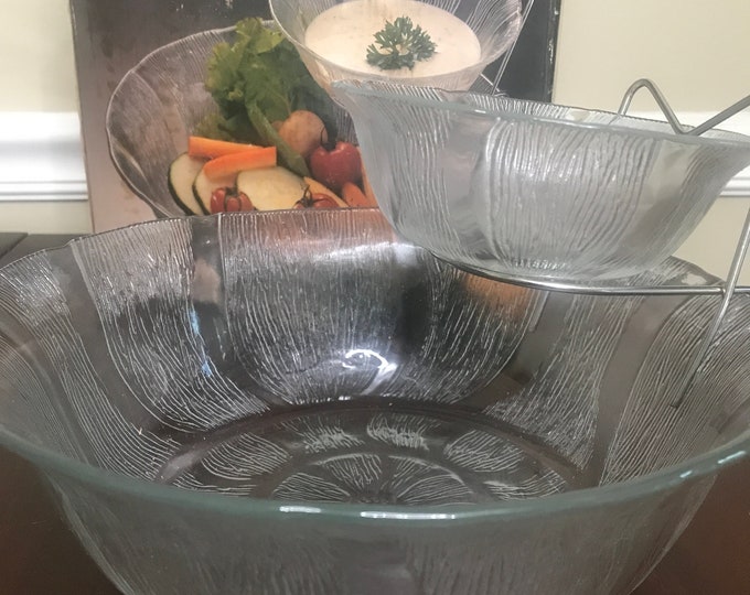 Chip and Dip Bowl by Continental Pride/ Vintage Glass Chip and Dip Bowl