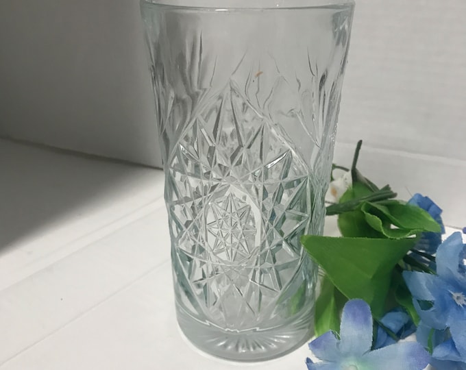 Libbey’s Hobstar Cooler Tumbler 16 Ounces/ Barware/ Man Cave/ Retro/Vintage Tall Star of David Glass Tumbler