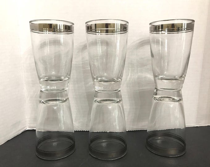 Moonmist Platinum Clear Tumblers by Libbey Glass Co, Barware, Cocktail, Juice Tumblers, Pristine Tumblers