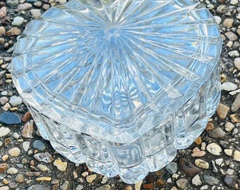 Vintage Crystal Heart Shape Trinket Box: Small Keepsake Box