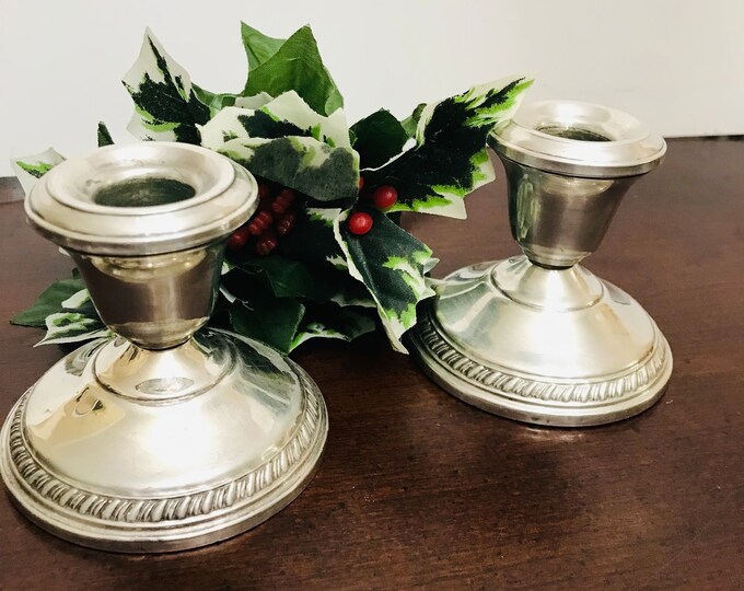 Vintage Crown Sterling Silver weighted Candlesticks