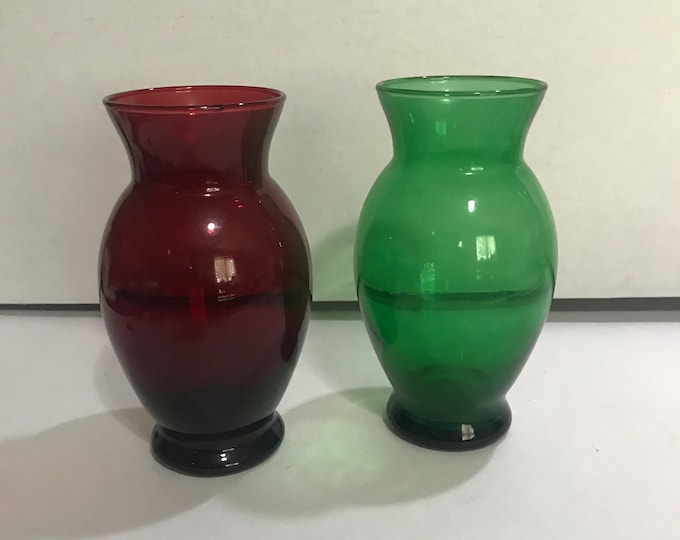 Anchor Hocking Royal Ruby and  Green Vase