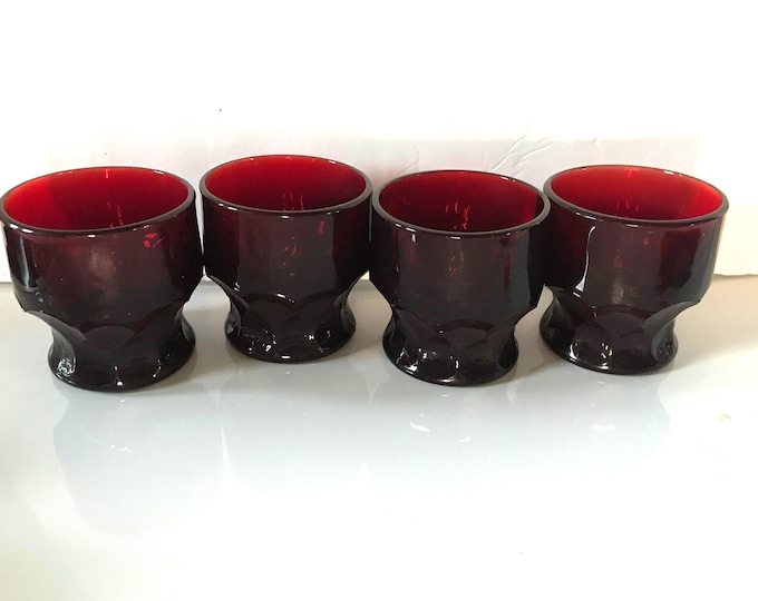 Ruby Red Whiskey Glasses: Anchor Hocking Georgian Tumblers