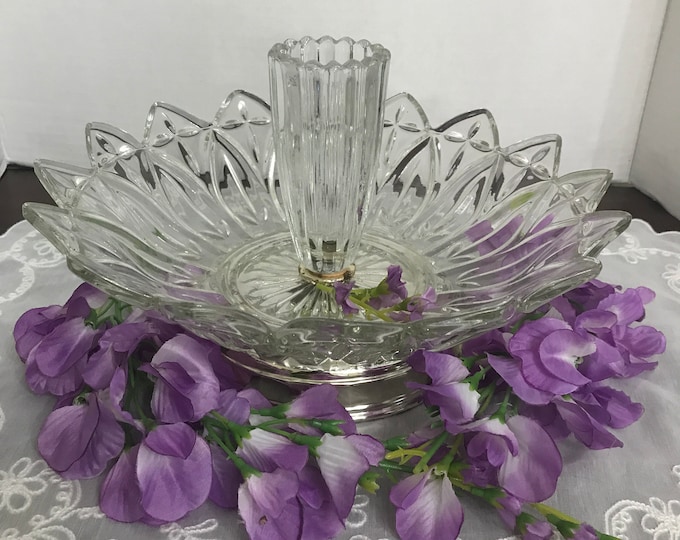 Vintage Federal Glass Co Clear Petal Epergne