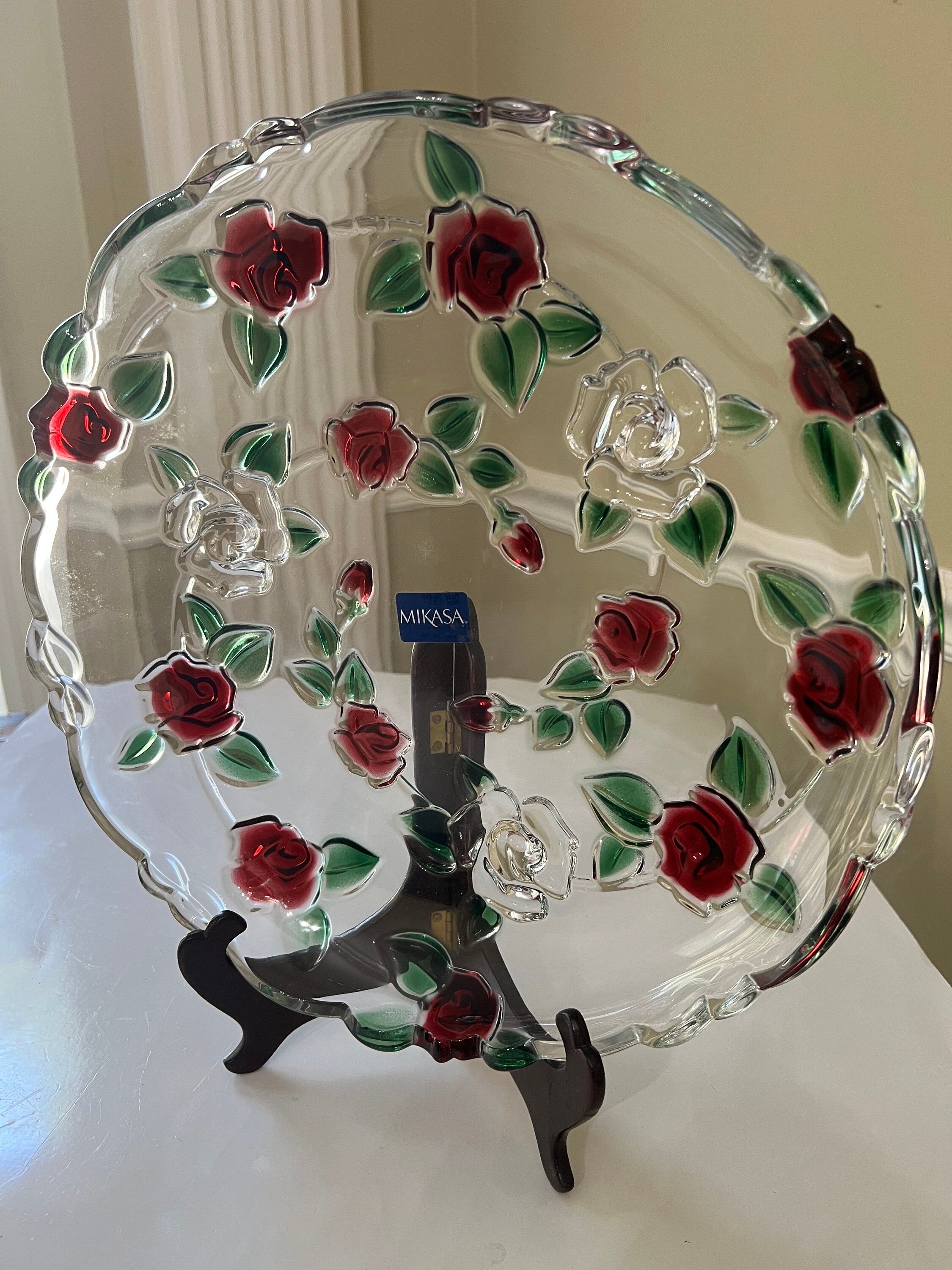 MIKASA　ディスプレイ　プレート Mikasa Rose Garden Platter: Celebrations Cupped Sandwich Plate - Etsy